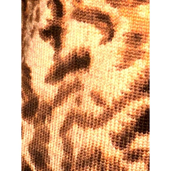 Dana Buchman Size M Brown Leopard Print Merino Wool Beaded Tunic Sweater Blouse - Picture 8 of 13
